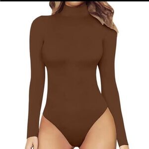 Women's Brown Long Sleeve Bodysuit
